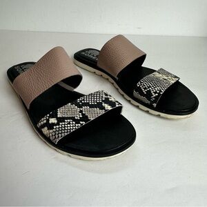 Sorel Ella II Sandals Women's Size 6 EU 37 Shoes Pink Tan Snakeskin Beach Travel
